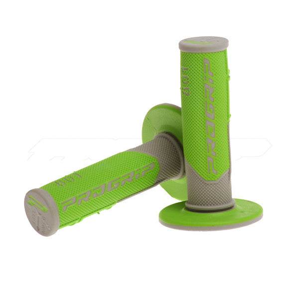 Pro Grip 801 Dual Density Half Waffle MX Grips Grey/Green