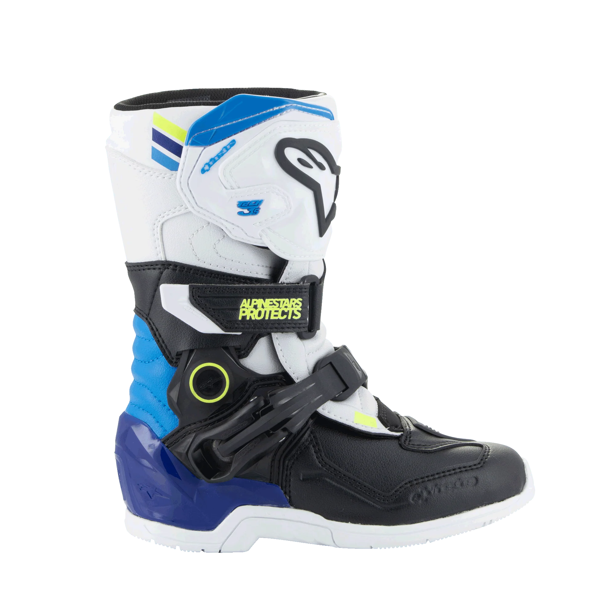 Alpinestars Tech 3s KIDS Motocross Boots White/Black/Enamel Blue