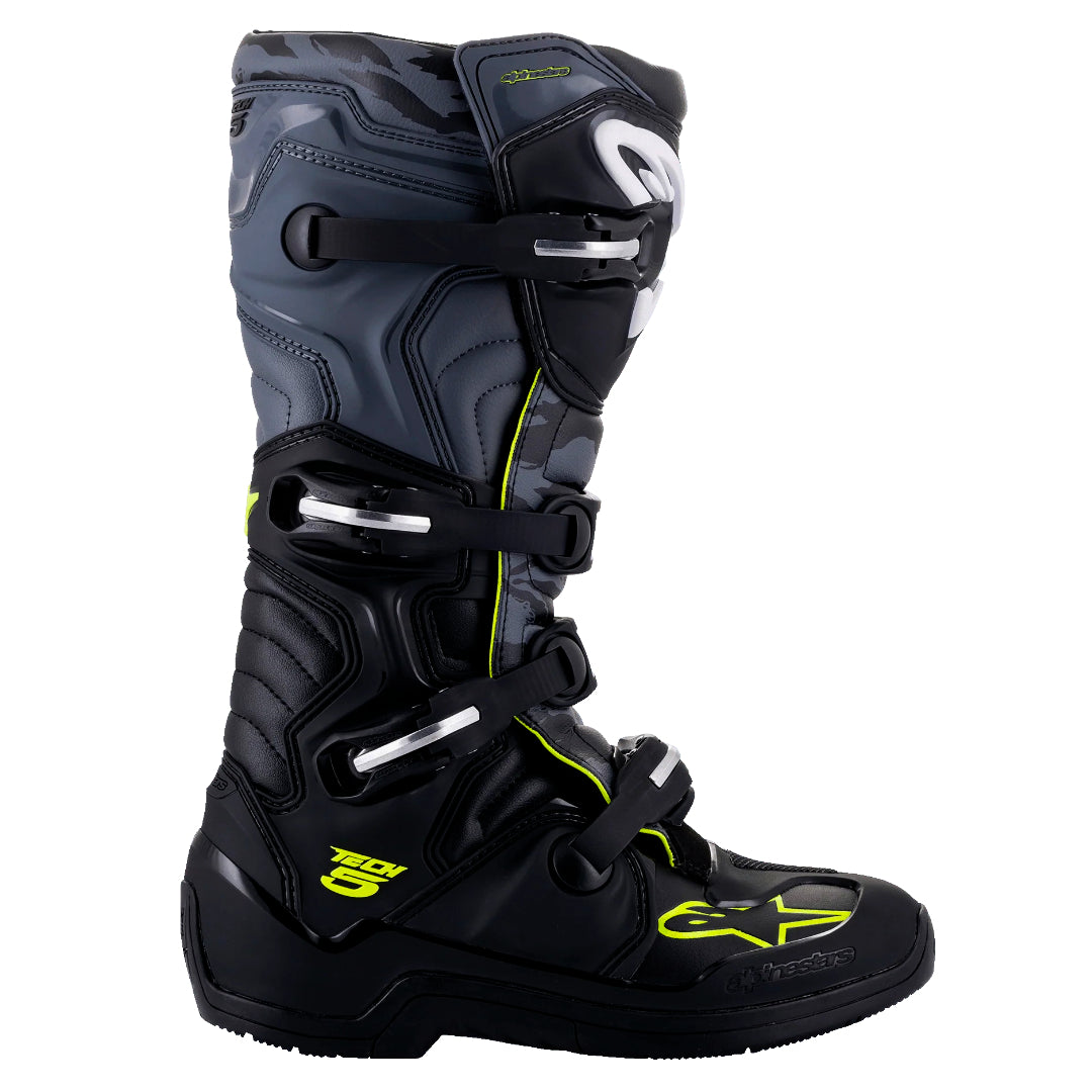 Alpinestars Tech 5 Motocross Boots Black/Cool Grey/Yellow Flo