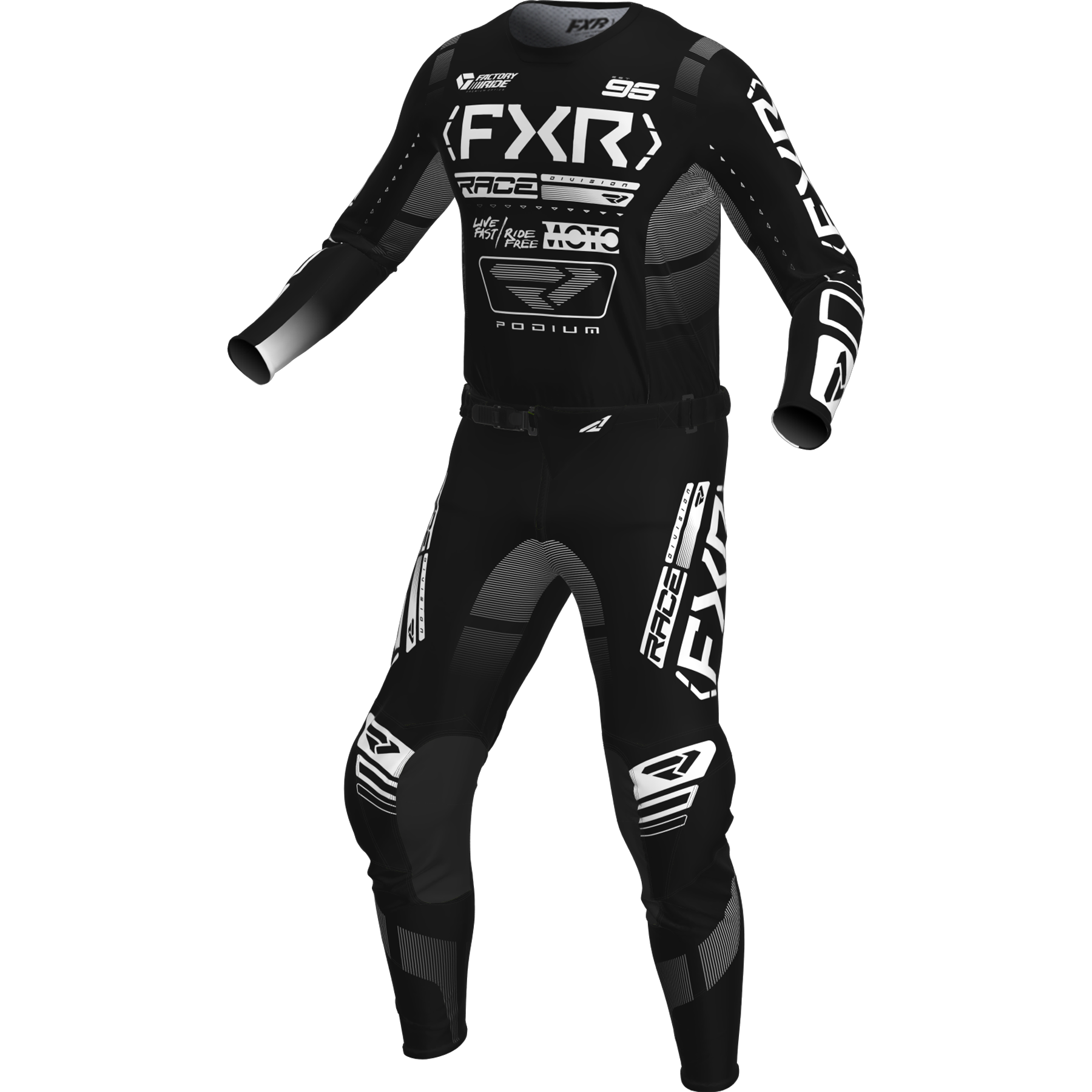 FXR Podium 2025 MX Kit Combo Black/White