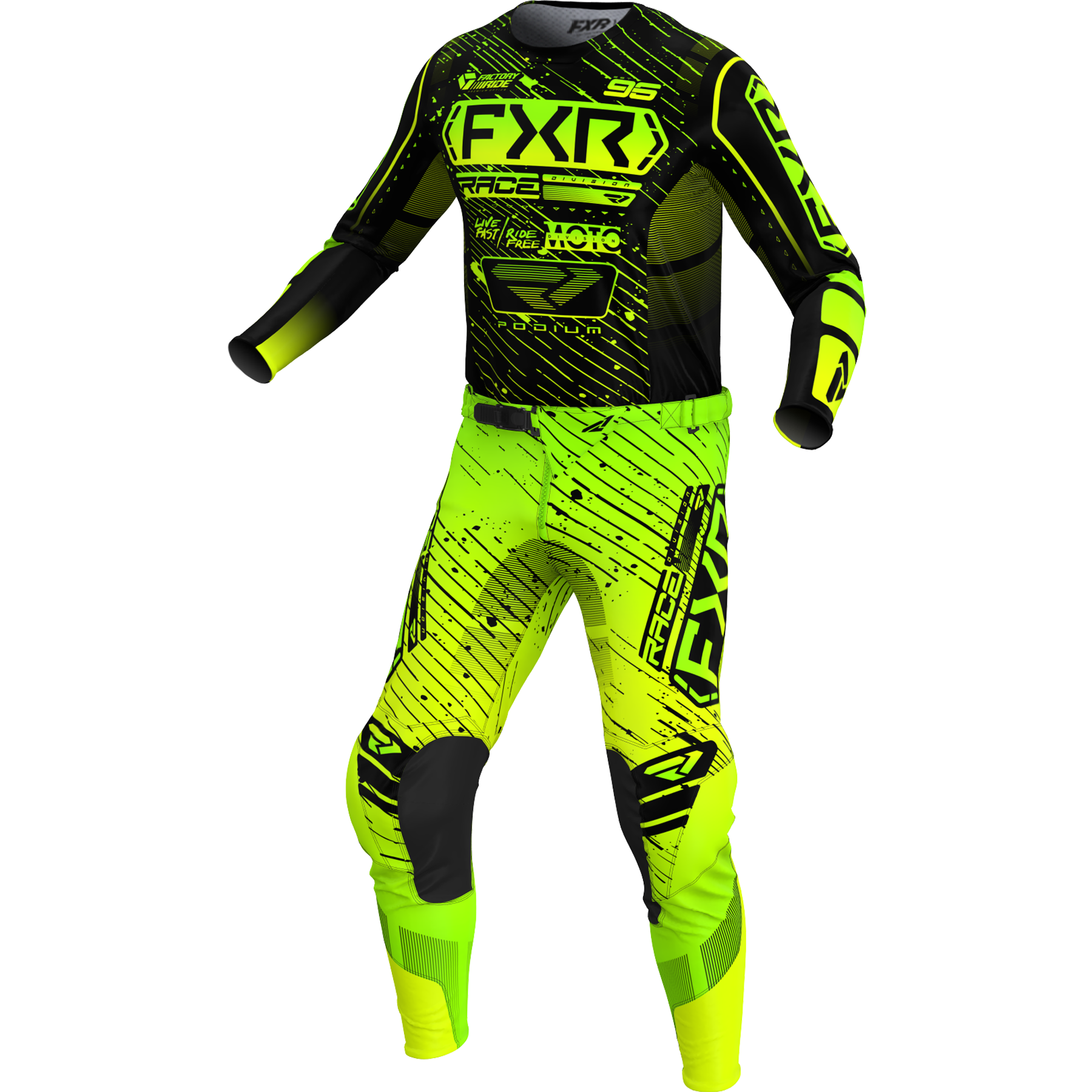 FXR Podium 2025 MX Kit Combo Black/HiVis/Lime