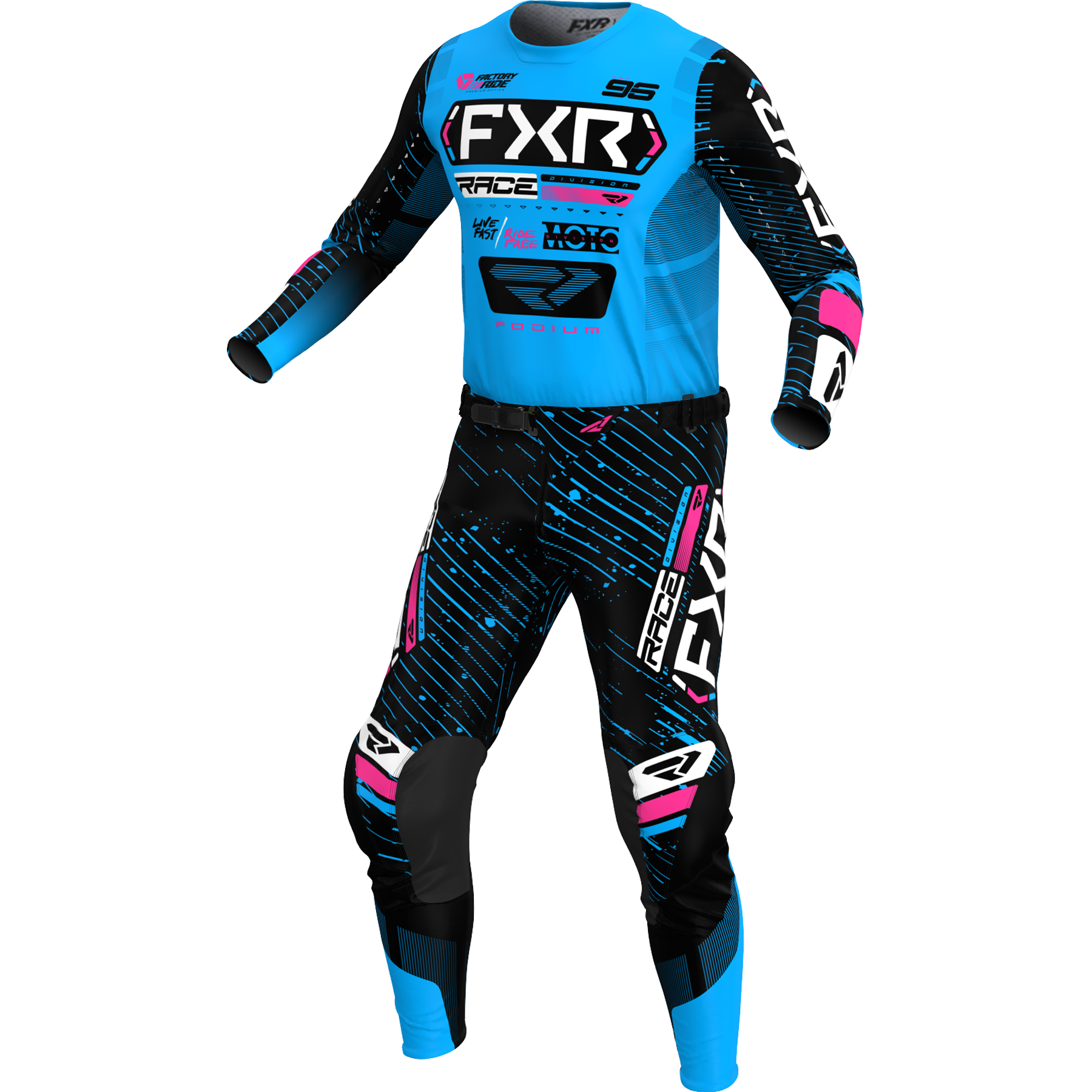 FXR Podium 2025 MX Kit Combo Cyan/Black/Pink