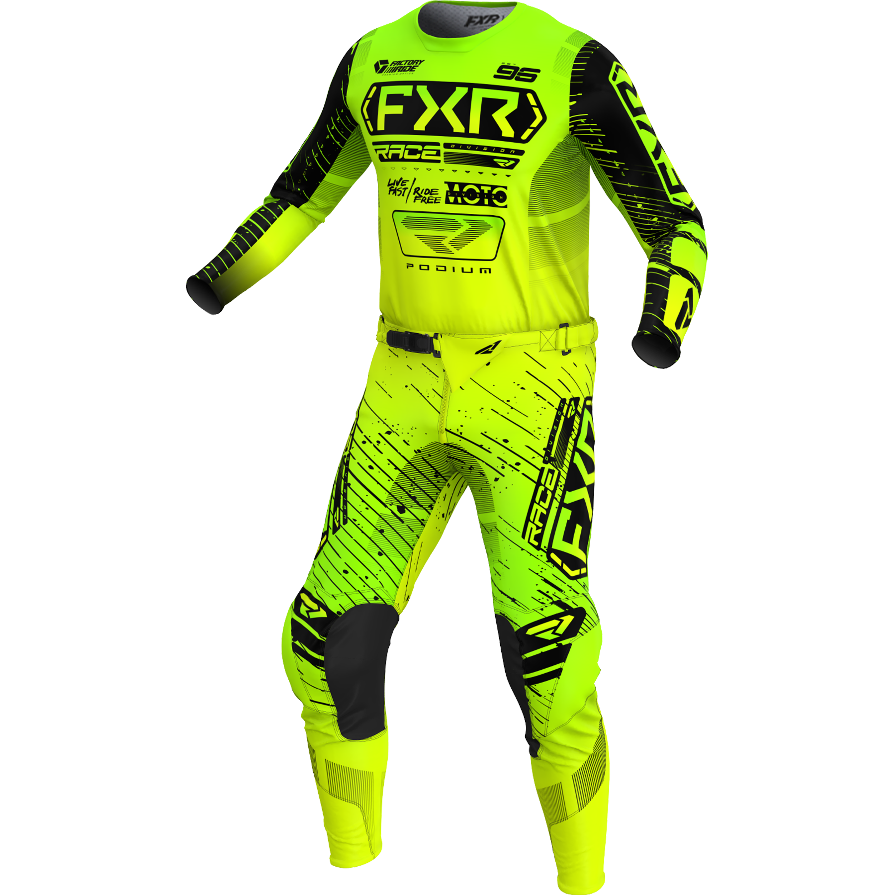 FXR Podium 2025 MX Kit Combo HiVis/Lime/Black