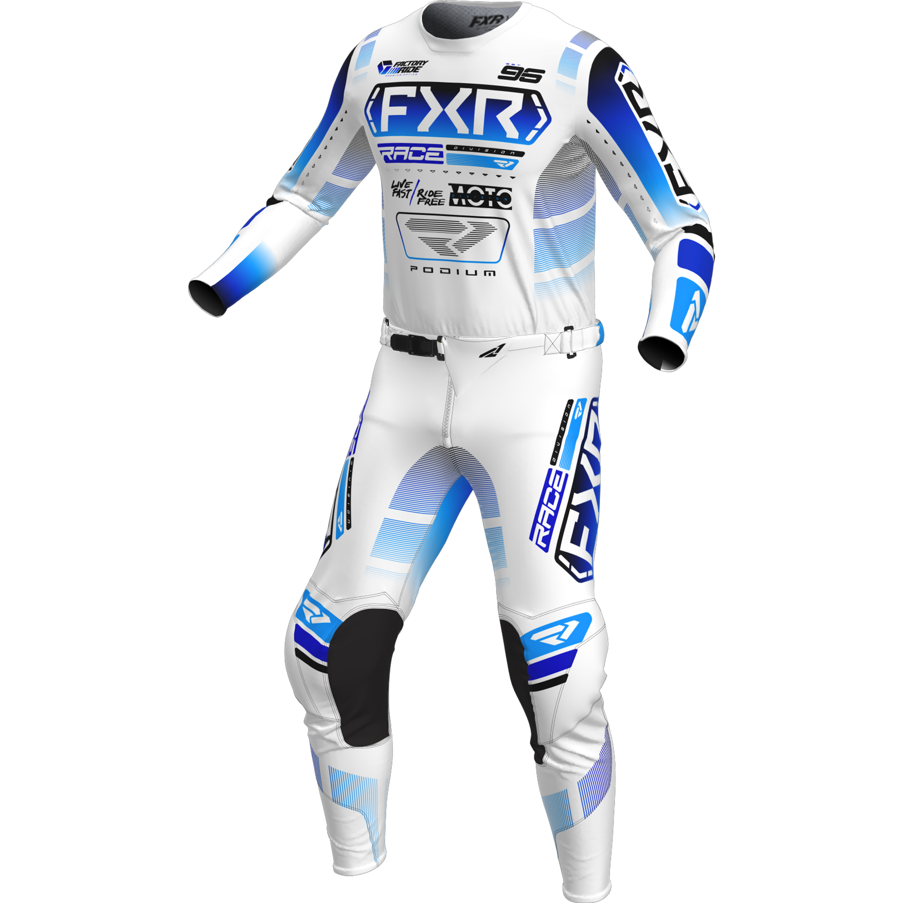 FXR Podium 2025 MX Kit Combo White/Blue