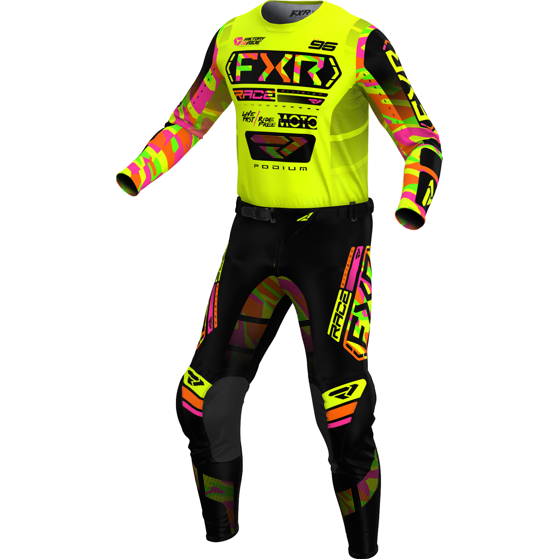 FXR Podium 2025 MX Kit Combo HiVis/Sherbet Camo