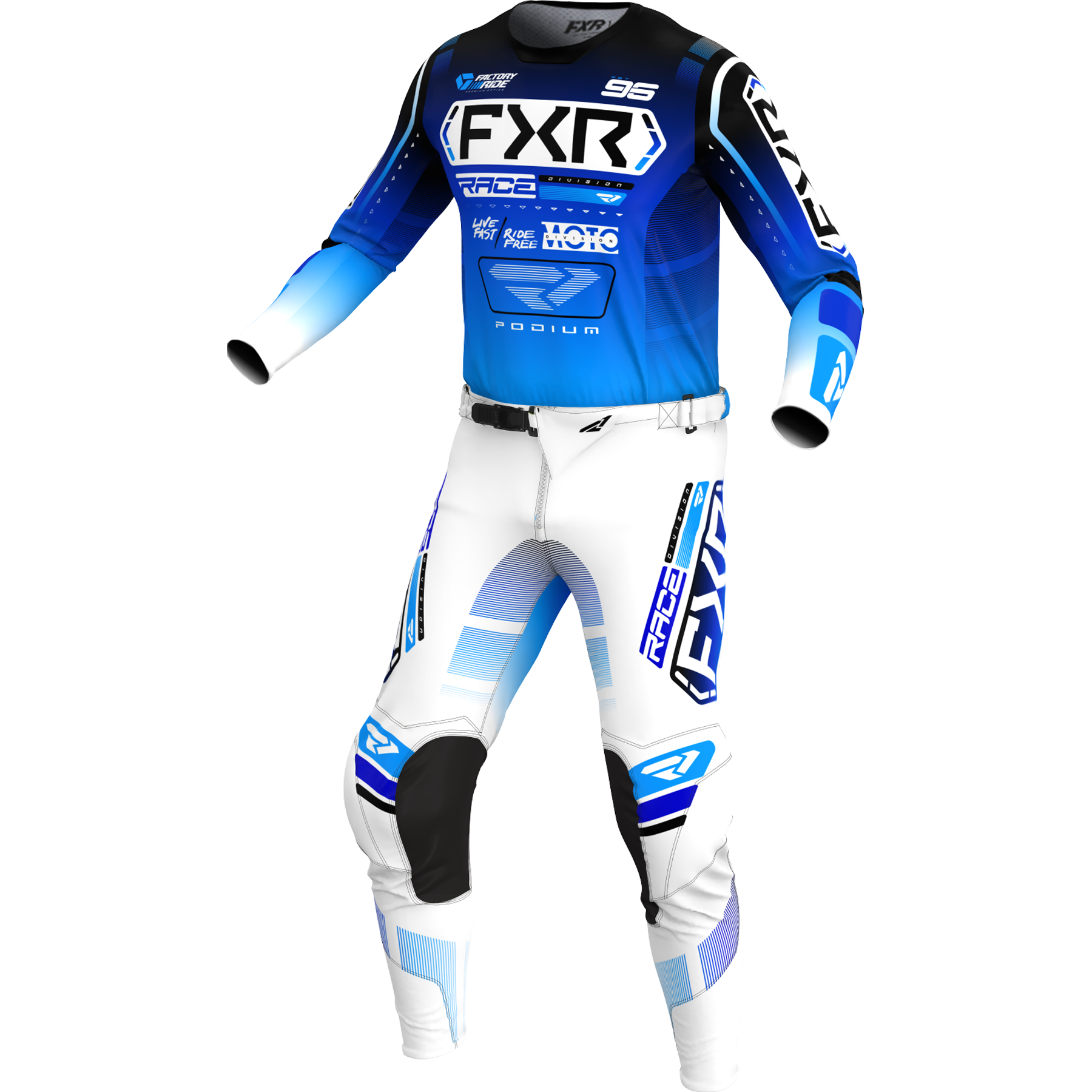 FXR Podium 2025 MX Kit Combo Blue/White