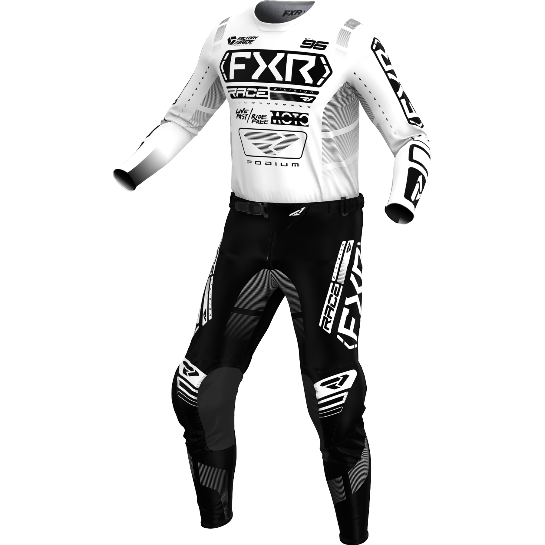 FXR Podium 2025 MX Kit Combo White/Black