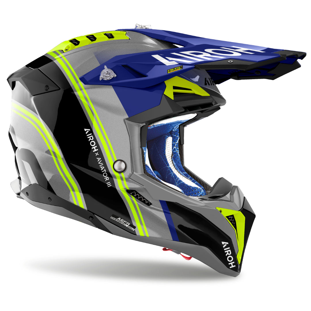 Airoh Aviator 3 Hima Gloss MX Helmet Blue