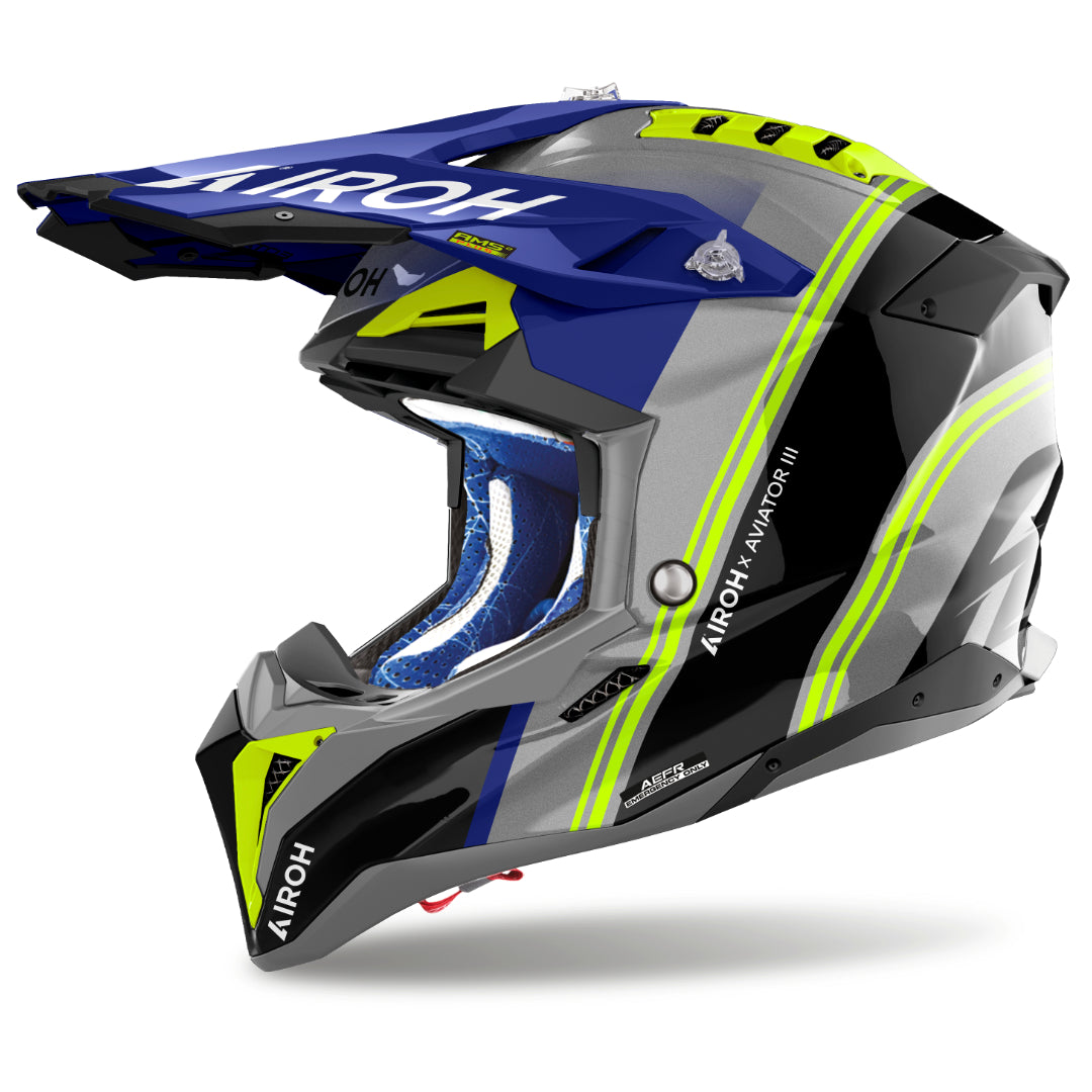 Airoh Aviator 3 Hima Gloss MX Helmet Blue