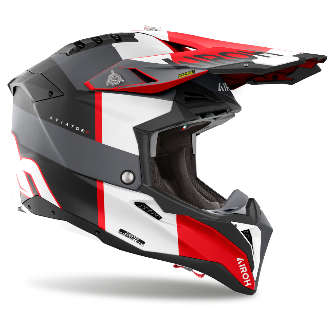 Airoh Aviator 3 Monach Matt MX Helmet Red