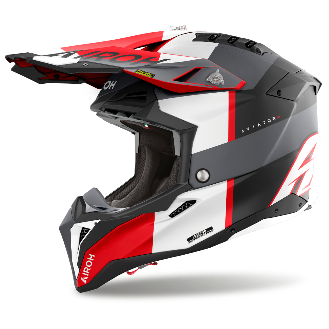 Airoh Aviator 3 Monach Matt MX Helmet Red