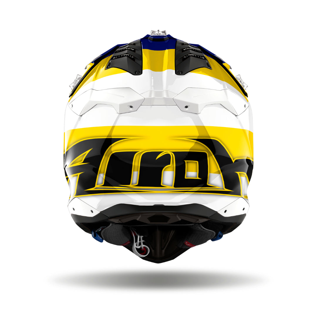 Airoh Aviator 3 Monach Gloss MX Helmet Blue/Yellow