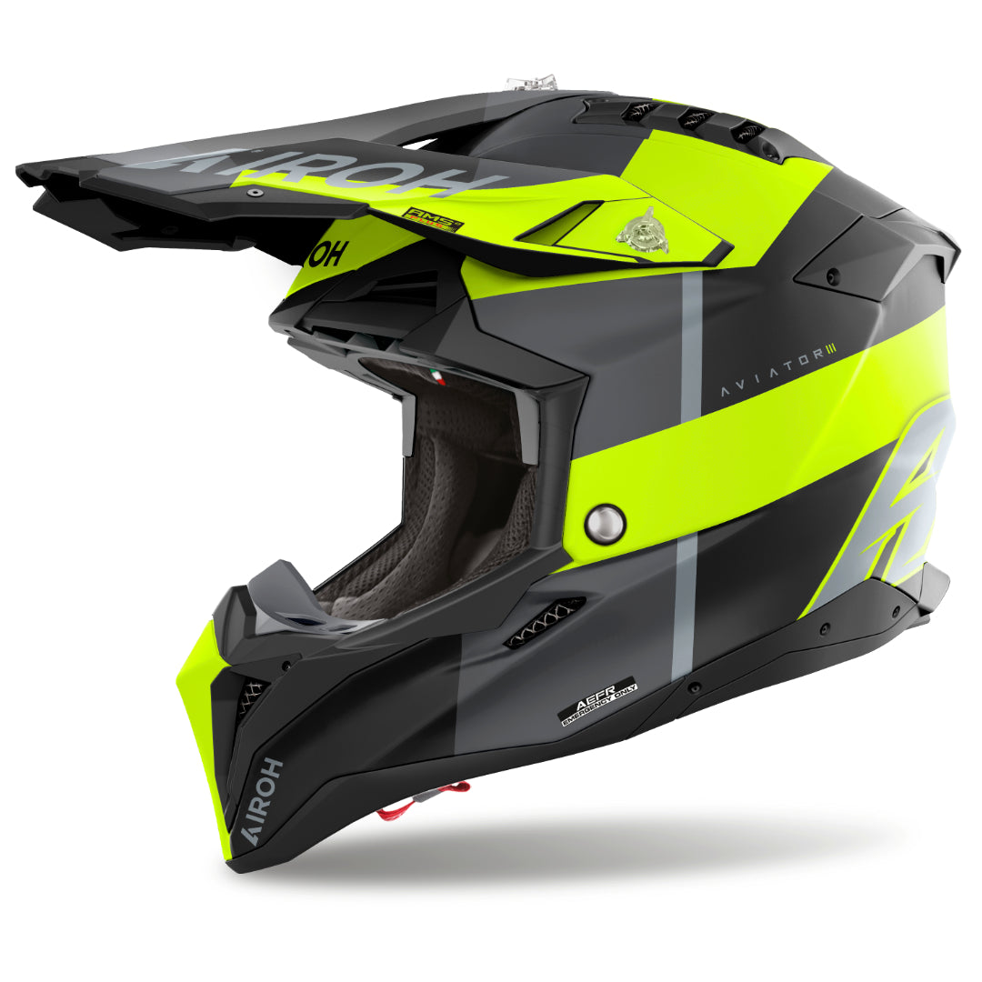 Airoh Aviator 3 Monach Matt MX Helmet Yellow