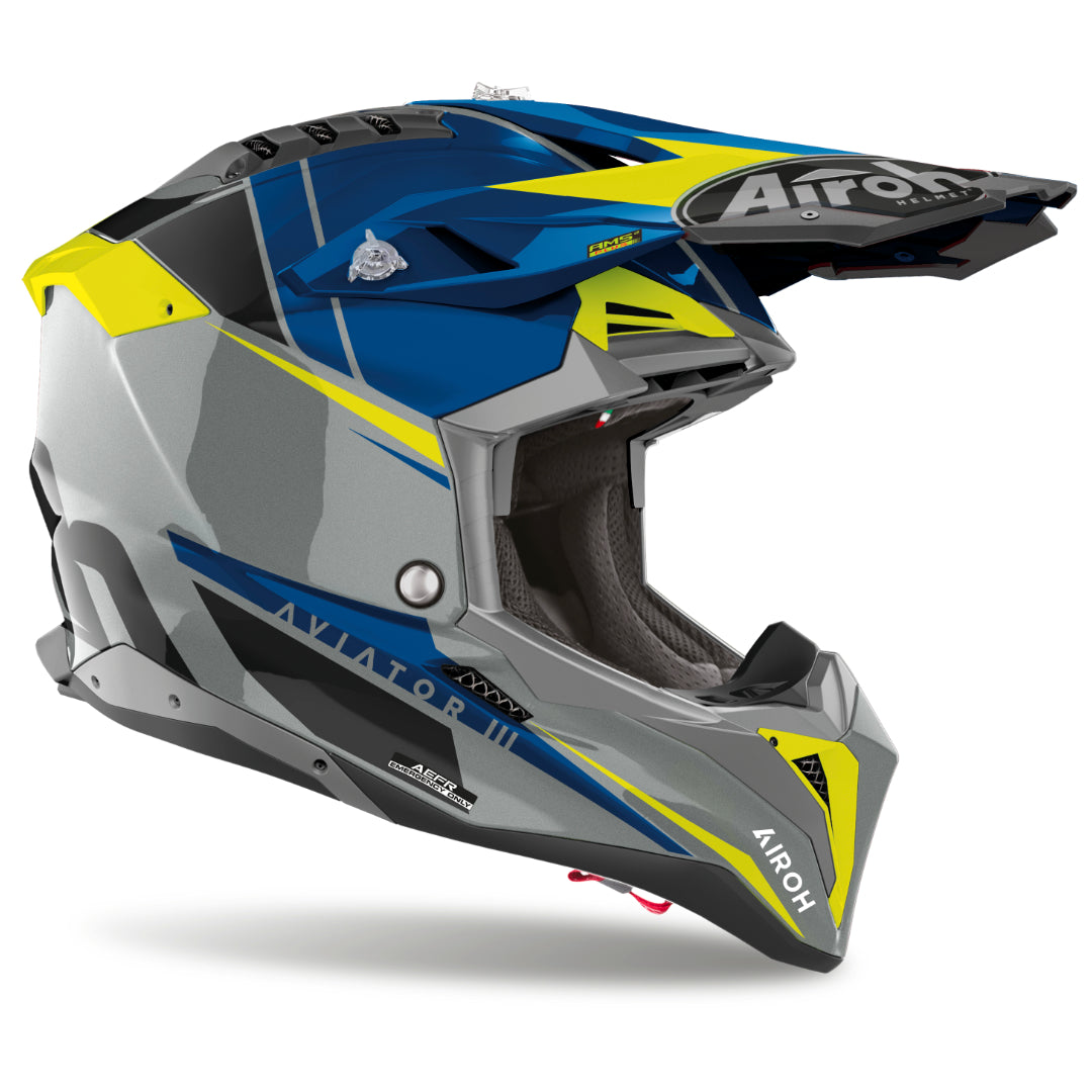 Airoh Aviator 3 Push Gloss MX Helmet Blue