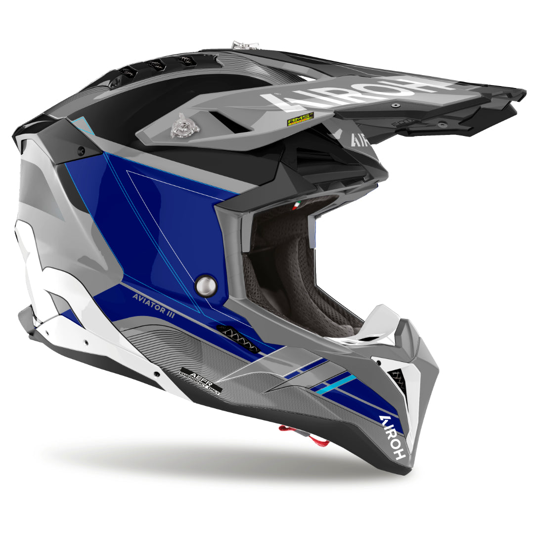 Airoh Aviator 3 Saber Gloss MX Helmet Blue