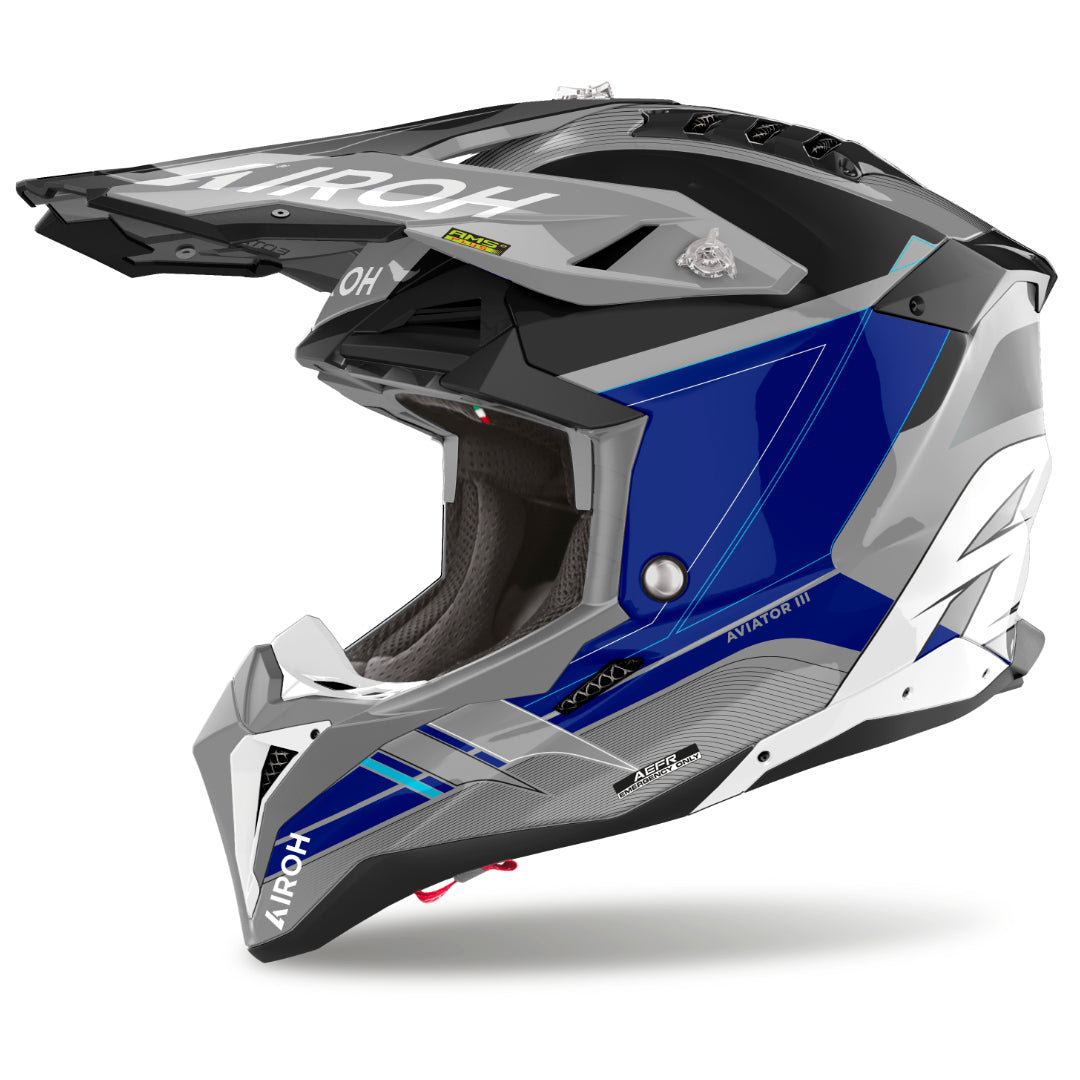 Airoh Aviator 3 Saber Gloss MX Helmet Blue