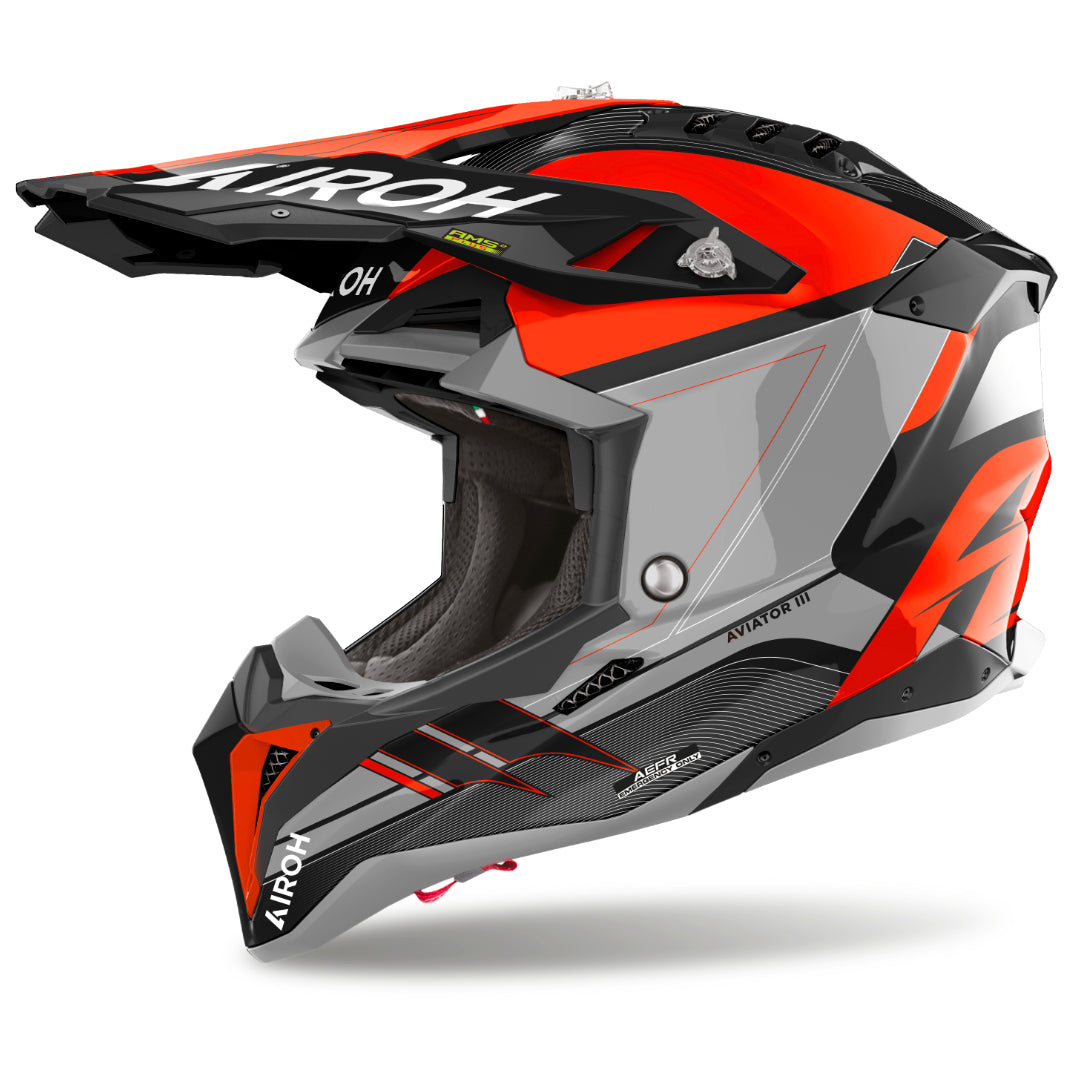 Airoh Aviator 3 Saber Gloss MX Helmet Orange