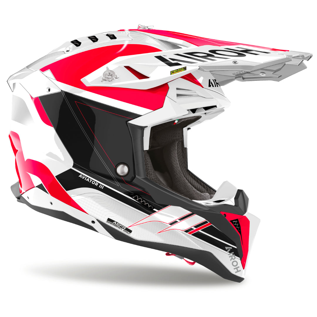 Airoh Aviator 3 Saber Gloss MX Helmet Red