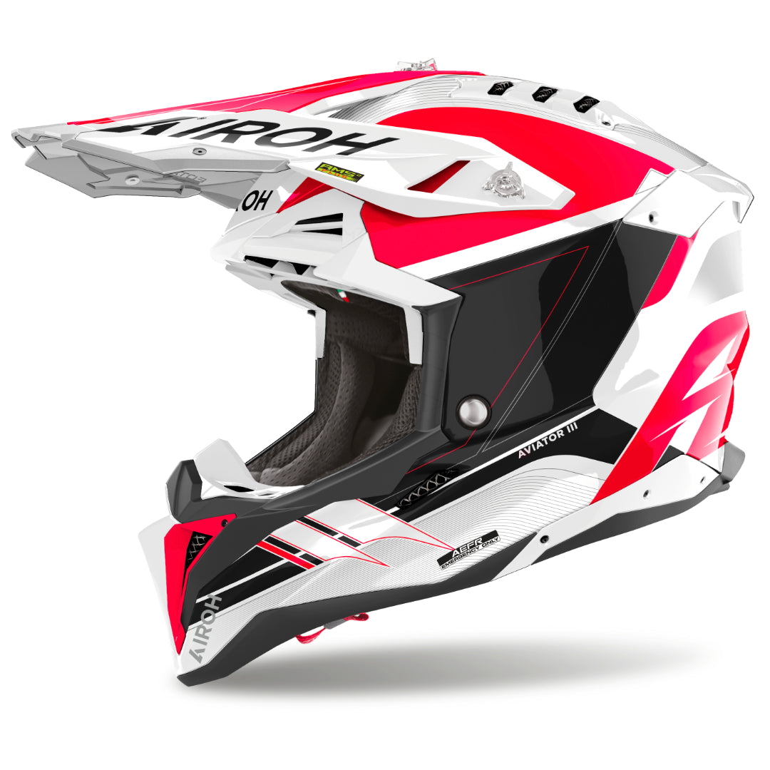 Airoh Aviator 3 Saber Gloss MX Helmet Red