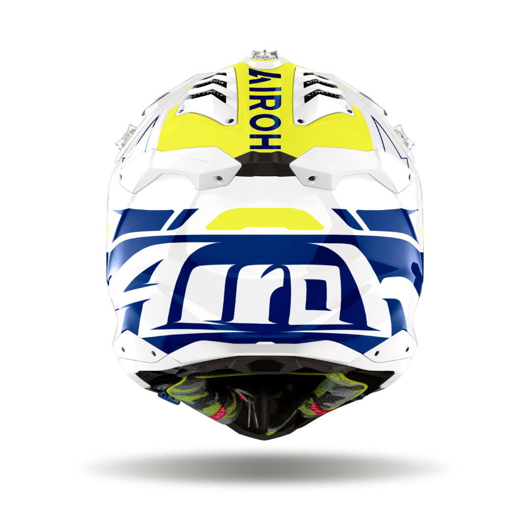 Airoh Aviator 3 Spin Gloss MX Helmet Yellow/Blue