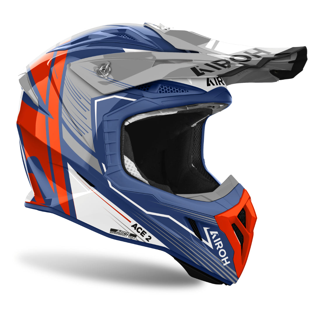 Airoh Aviator Ace 2 Engine Gloss MX Helmet Cerulean