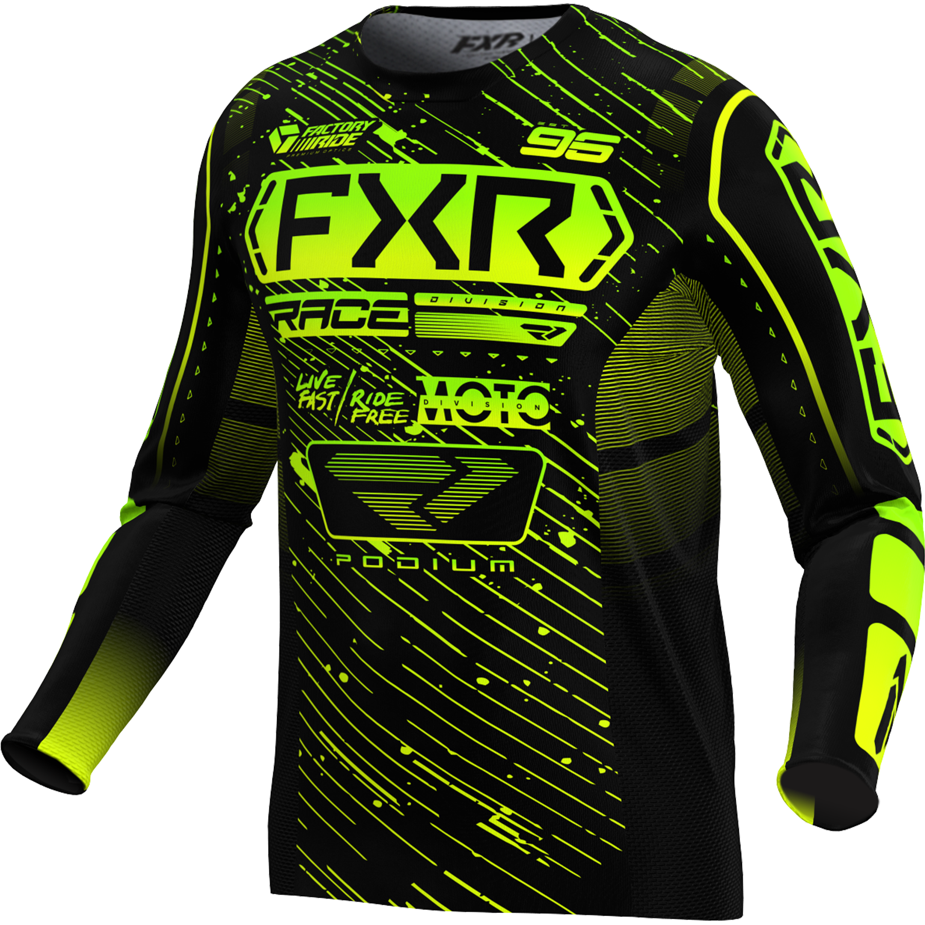 FXR Podium MX Jersey 2025 Black/HiVis/Lime