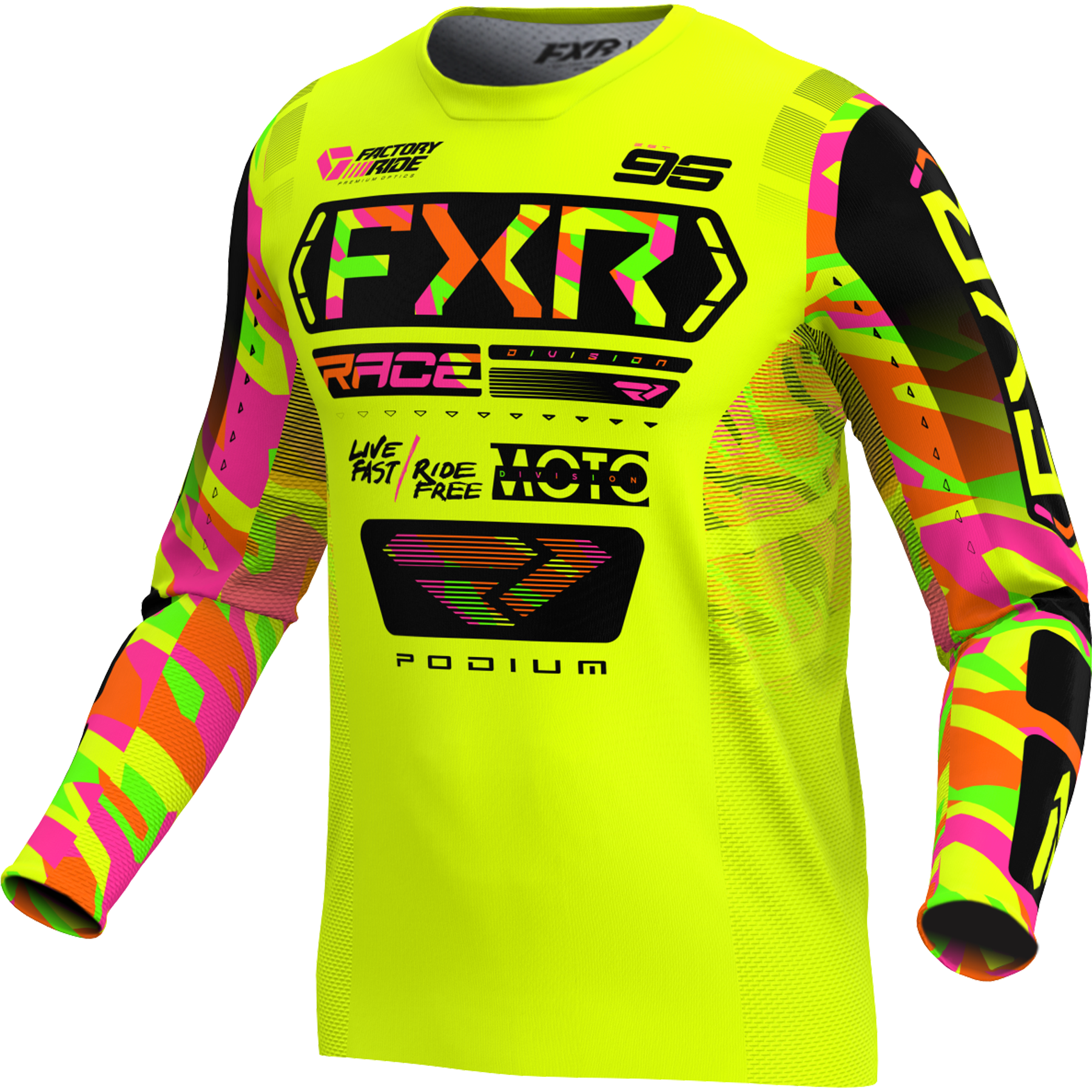 FXR Podium MX Jersey 2025 HiVis/Sherbet Camo