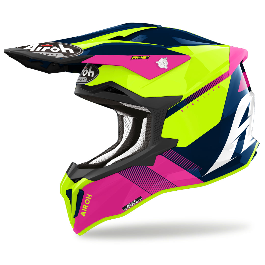 Airoh Strycker Blazer GLoss MX Helmet Blue/Pink