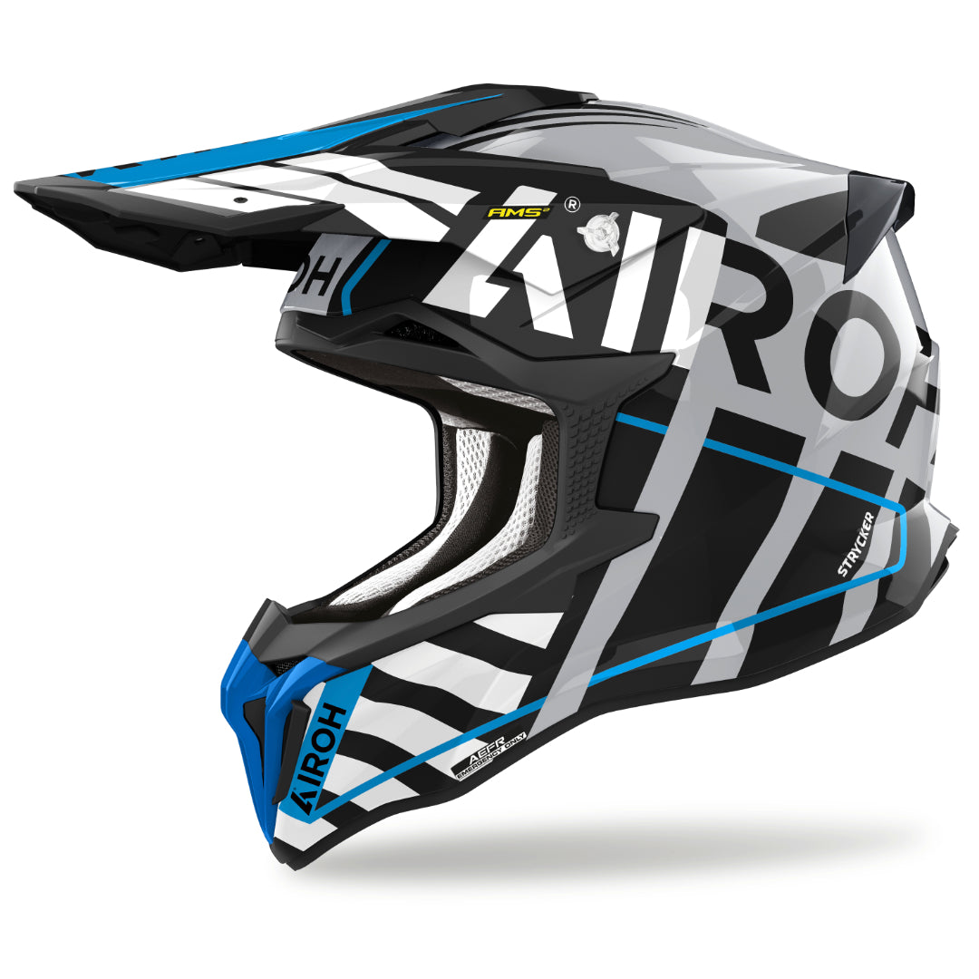 Airoh Strycker Brave Gloss MX Helmet Blue/Grey