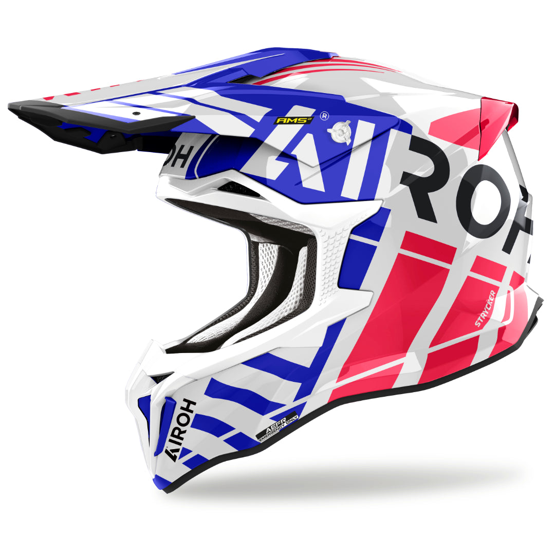 Airoh Strycker Brave Gloss MX Helmet Blue/Red