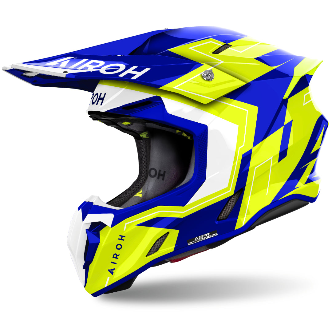 Airoh Twist 3 Dizzy Gloss MX Helmet Blue/Yellow