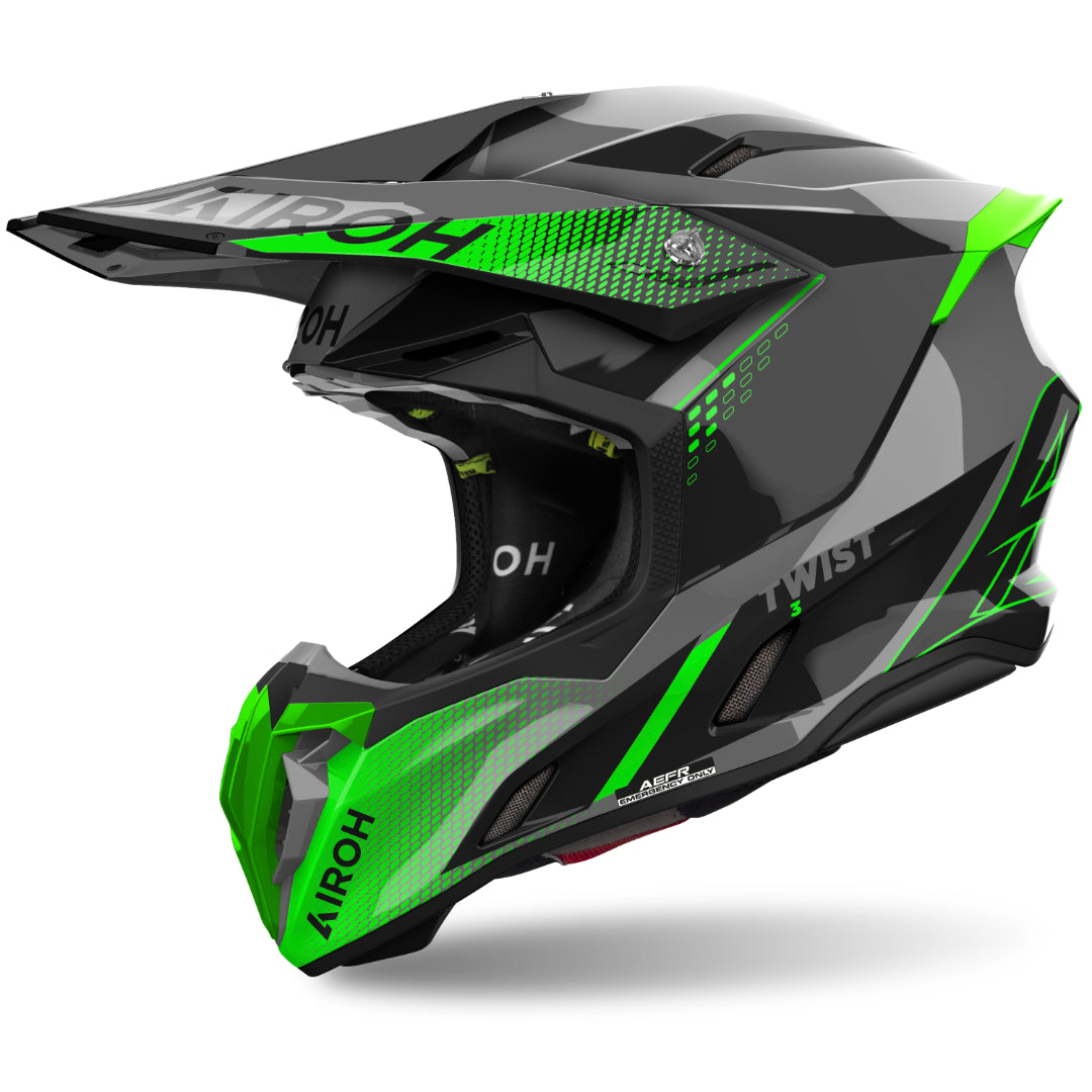 Airoh Twist 3 Shard Gloss MX Helmet Green