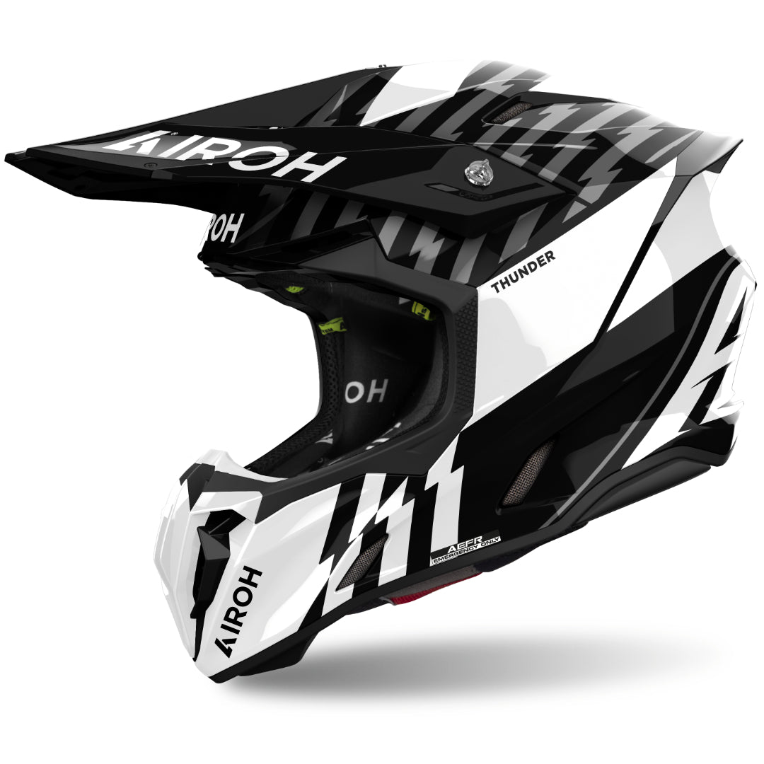 Airoh Twist 3 Thunder Gloss MX Helmet Black/White