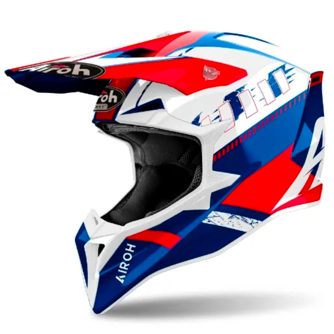 Airoh Wraaap Feel Gloss MX Helmet Blue/Red