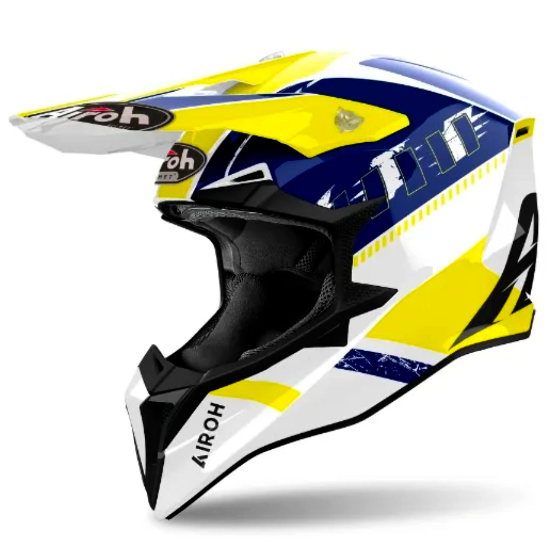 Airoh Wraaap Feel Gloss MX Helmet Yellow/Blue