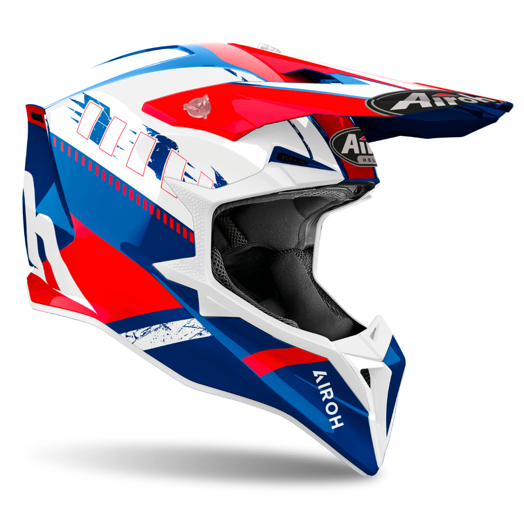 Airoh Wraaap Feel Gloss MX Helmet Blue/Red