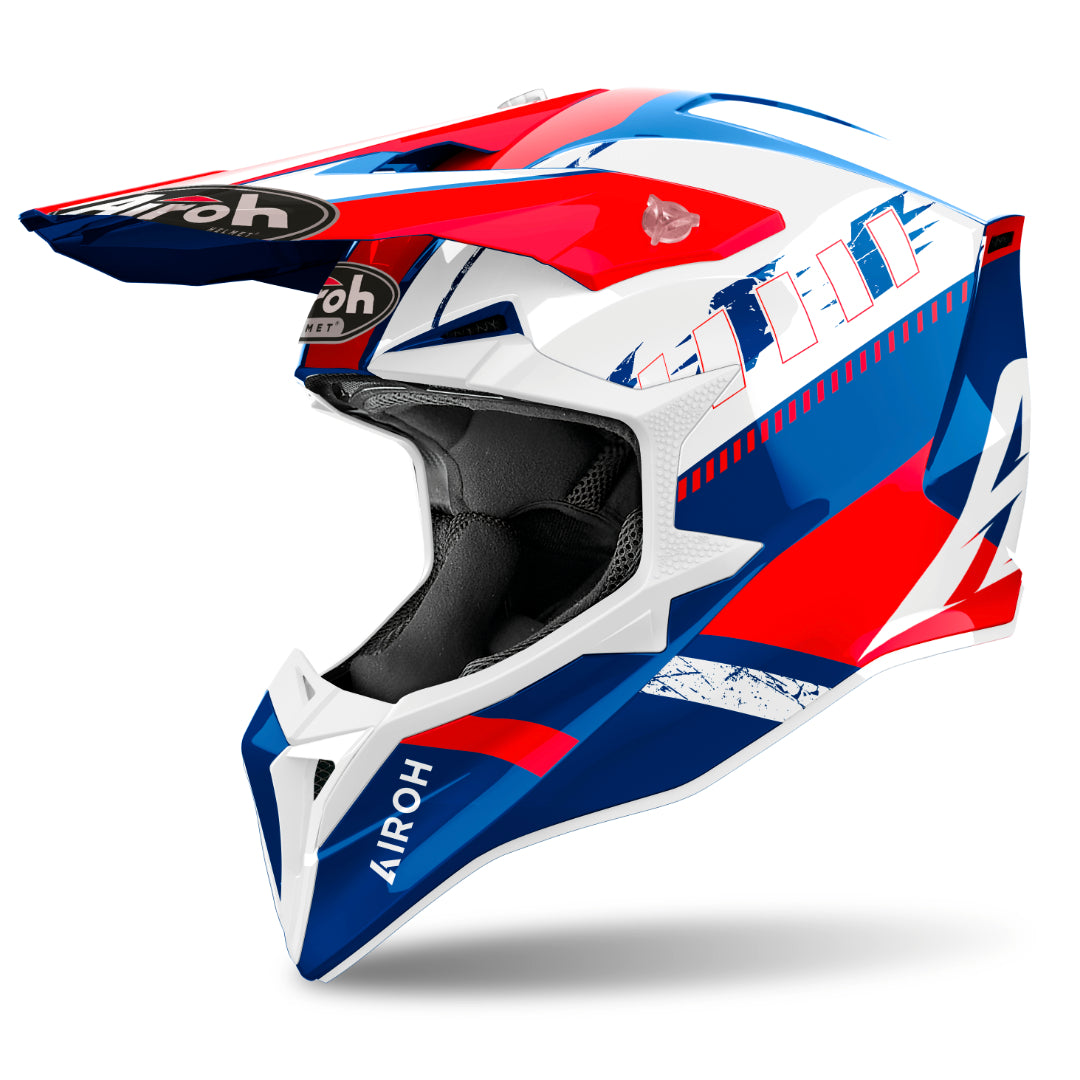 Airoh Wraaap Feel Gloss MX Helmet Blue/Red