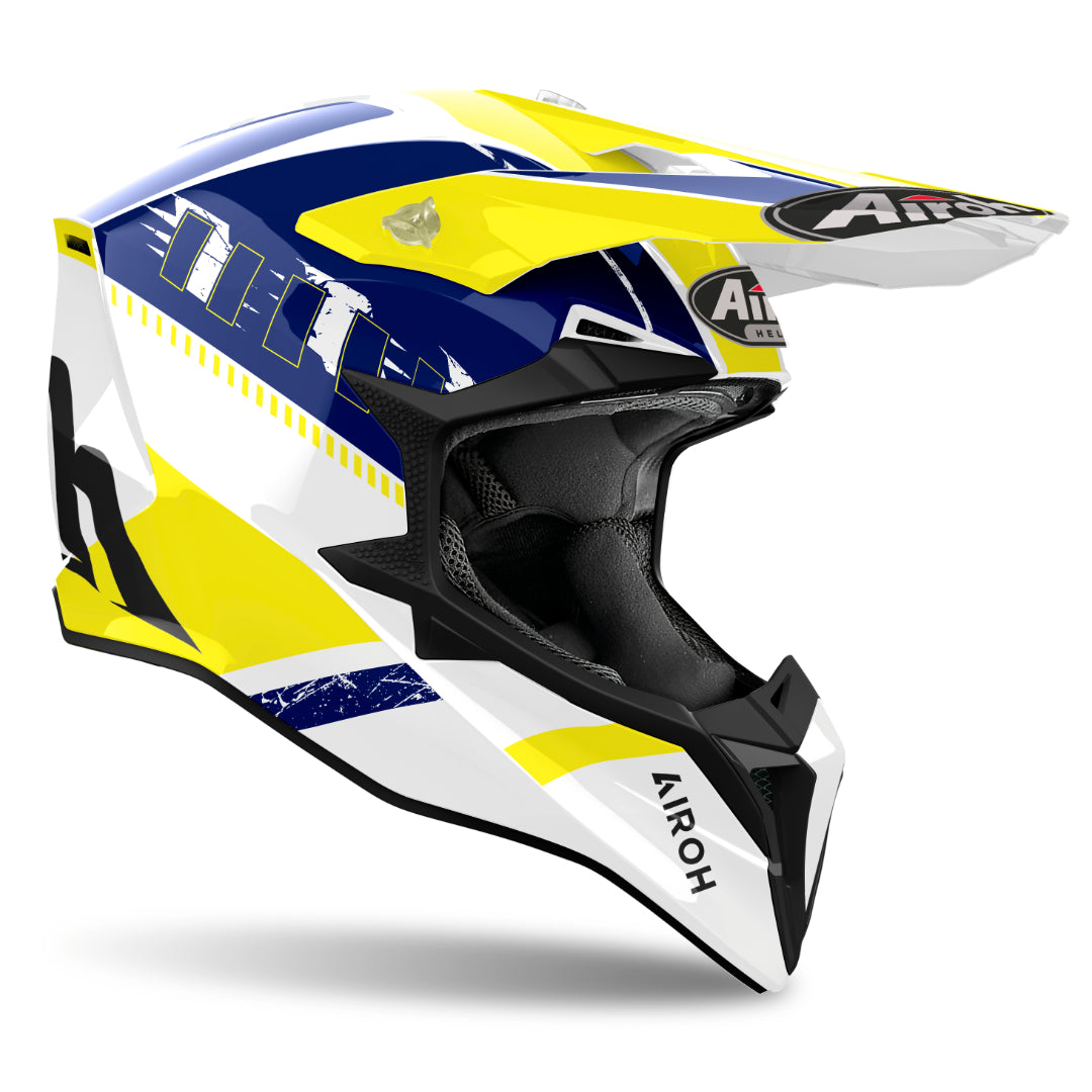 Airoh Wraaap Feel Gloss MX Helmet Yellow/Blue