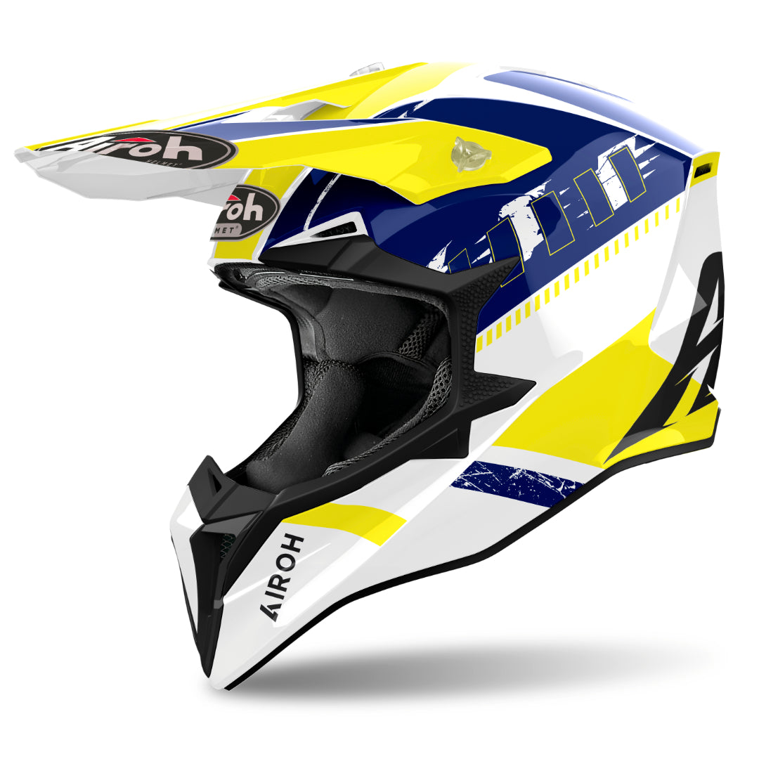 Airoh Wraaap Feel Gloss MX Helmet Yellow/Blue