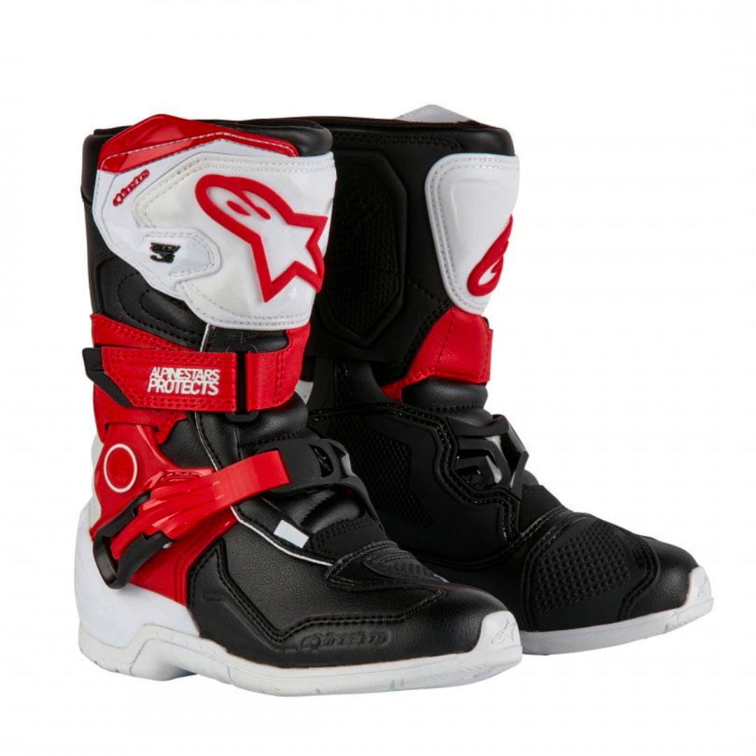 Alpinestars Tech 3s KIDS Motocross Boots White/Black/Bright Red