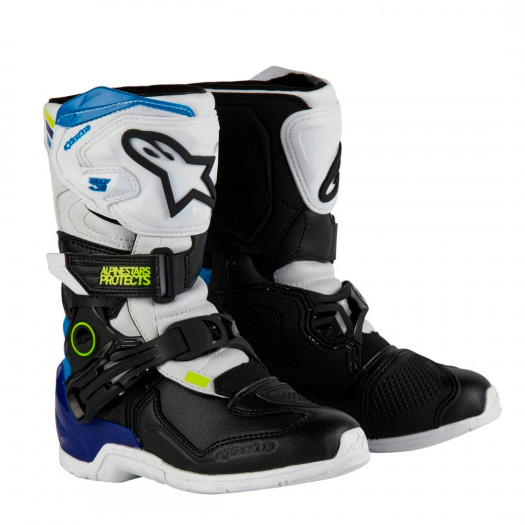 Alpinestars Tech 3s KIDS Motocross Boots White/Black/Enamel Blue