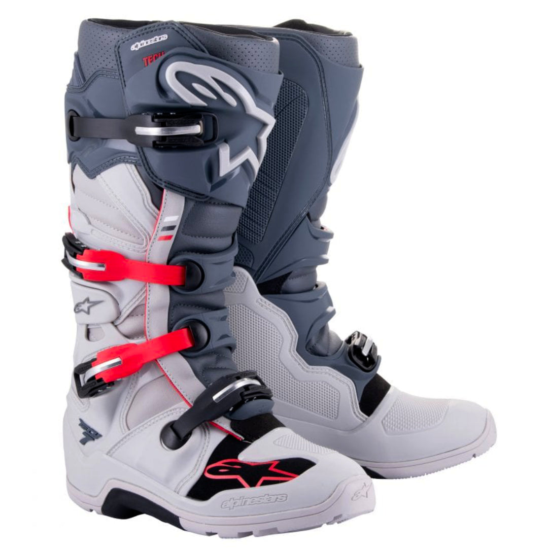 Alpinestars Tech 7 Enduro Boots LIght Grey/Dark Grey/Bright Red