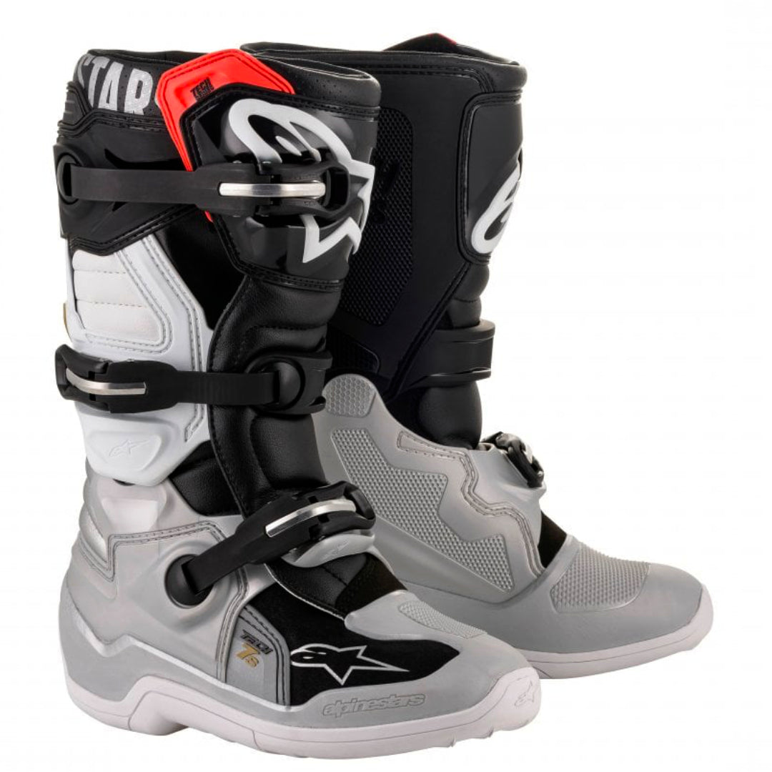 Alpinestars Tech 7s YOUTH Motocross Boots Black/Silver/White/Gold