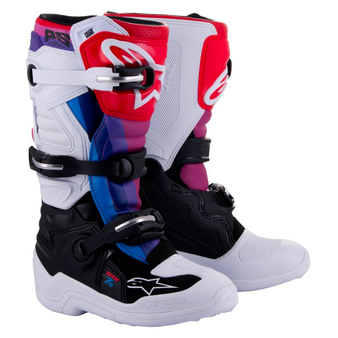 Alpinestars Tech 7s YOUTH Motocross Boots White/Black/Rainbow