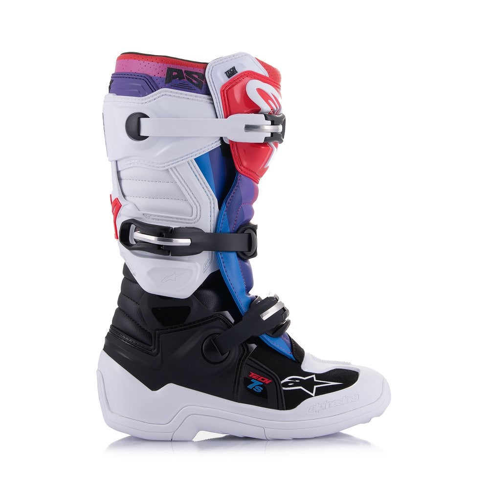 Alpinestars Tech 7s YOUTH Motocross Boots White/Black/Rainbow