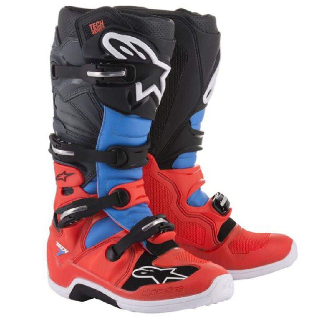 Alpinestars Tech 7 Motocross Boots Red/Cyan/Grey/Black