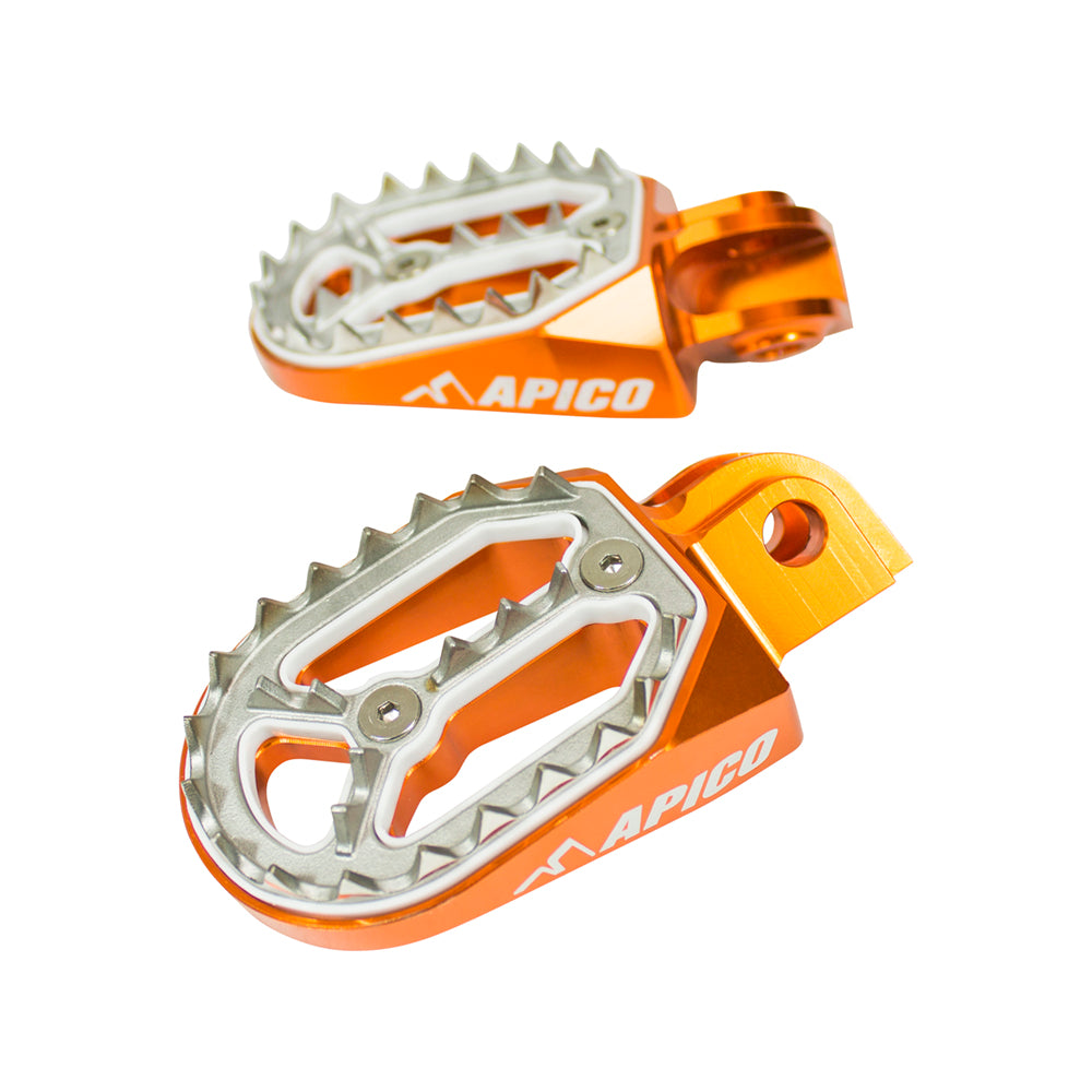 Apico Pro-Bite Foot Pegs KTM/HUSKY/GAS SX85 18-23, SX/SX-F/TC/FC 16-22, EXC/EXC-F/FE 17-23, MC/EC 21-23 Orange